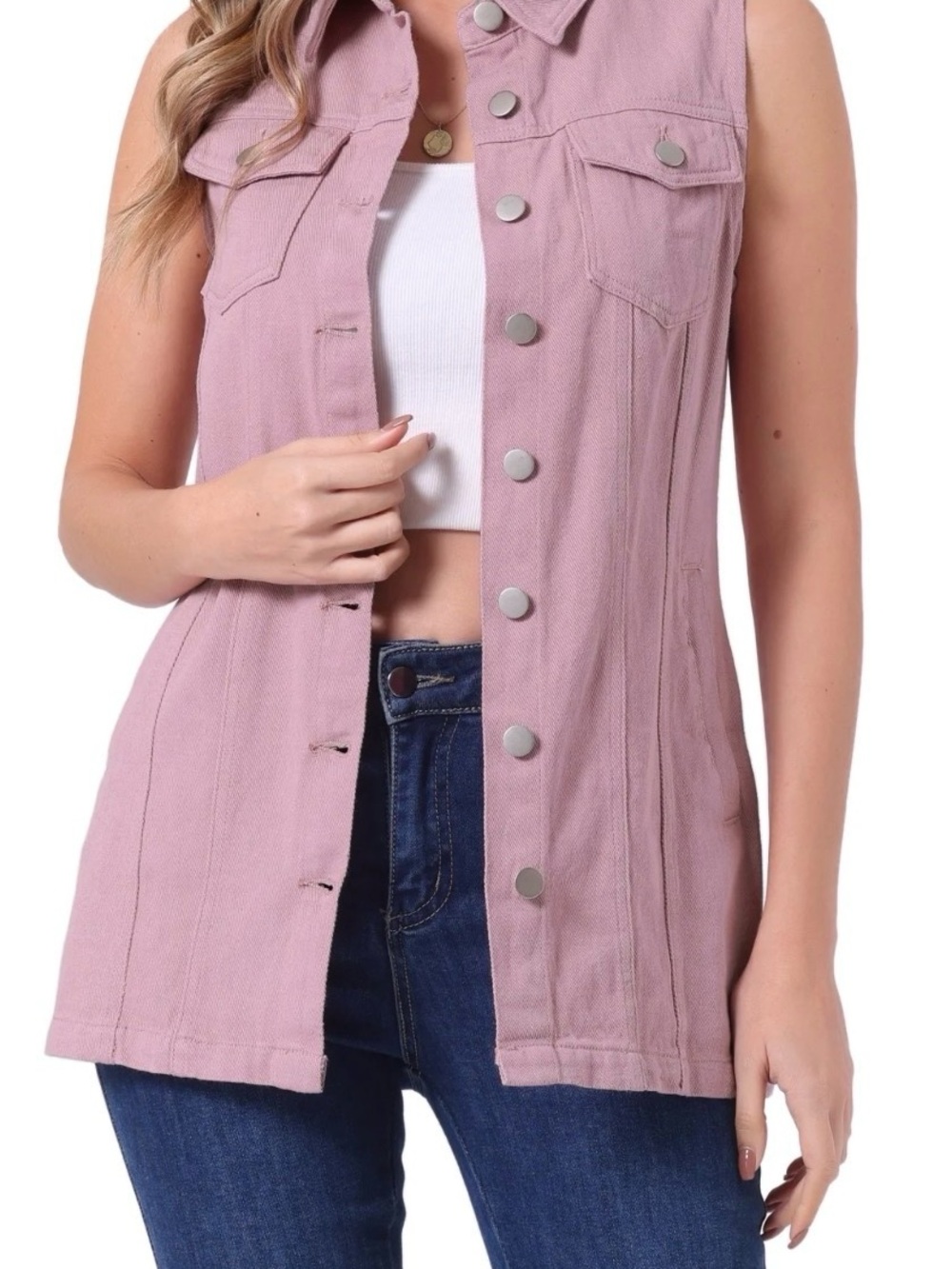 Akris Punto Dusty Pink Sleeveless Button-Front Vest